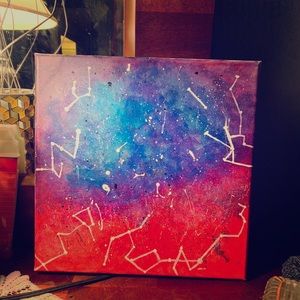 Hand made acrylic constellation galaxy painting